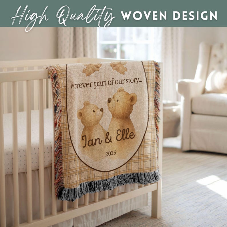 Custom Twin Baby Loss Memorial Woven Blanket, Personalized Keepsake Multiple Baby Loss Gift, Angel Baby Supportive Miscarriage Gift, Stillborn Miscarriage Keepsake Two Baby Pregnancy Loss