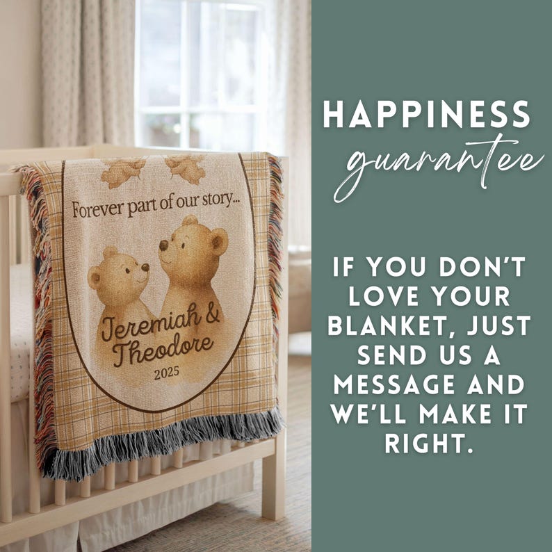 Custom Twin Baby Loss Memorial Woven Blanket, Personalized Keepsake Multiple Baby Loss Gift, Angel Baby Supportive Miscarriage Gift, Stillborn Miscarriage Keepsake Two Baby Pregnancy Loss