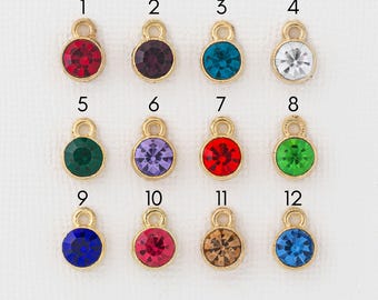 Birthstone Necklace Add-on, Colored Gemstone Charms For Necklace, Gold or Silver Plated Stainless Steel