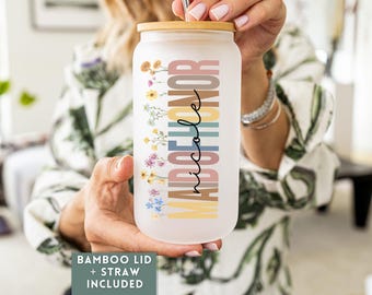 Custom Frosted Glass Tumbler Gift For Maid of Honor, Personalized Maid of Honor Glass Can, Iced Coffee Cup, MOH Bridal Party Bachelorette