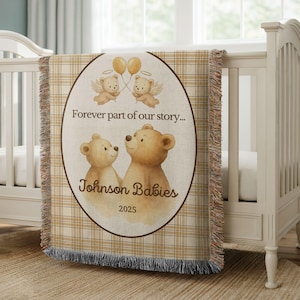 Custom Twin Baby Loss Memorial Woven Blanket, Personalized Keepsake Multiple Baby Loss Gift, Angel Baby Supportive Miscarriage Gift, Stillborn Miscarriage Keepsake Two Baby Pregnancy Loss