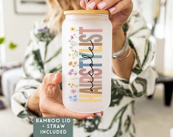 Custom Frosted Glass Tumbler Gift For Hairstylist, Personalized Hairdresser Gift Glass Can, Iced Coffee Cup, Hairstylist Tumbler Cosmetology