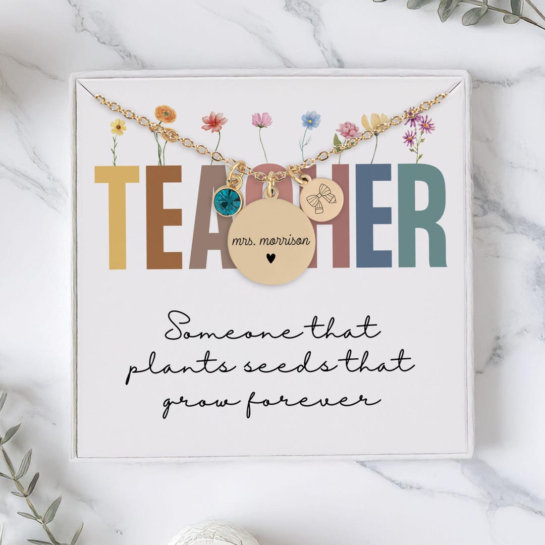 Personalized Gift for Teacher, Custom Teacher Necklace, New Teacher