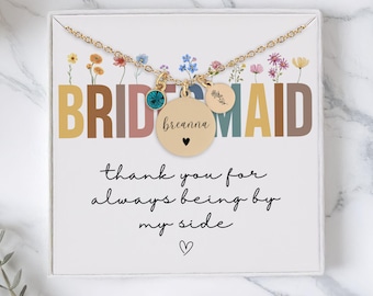 Custom Bridesmaid Birth Flower Necklace, Bridesmaid Gift, Wedding Party Gift Ideas, Personalized Bridesmaid Jewelry, Bridal Party Jewelry