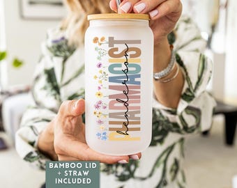 Custom Frosted Glass Tumbler Gift For Pharmacist, Personalized Pharmacy Glass Can, Iced Coffee Pharmacist Tumbler, Pharmacist Appreciation