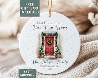 First Christmas In Our New Home Ornament 2025, Personalized New House Xmas Ornament, First Home Keepsake, Custom Address Realty Closing Gift