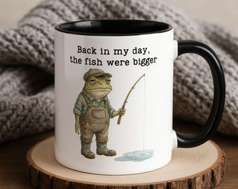 Unhinged Humor Frog Coffee Mug, Grandpa Frog Back In My Day, Sarcastic Gift, Weirdcore, Funny Gift For Him, Fishing Gift For Grandpa