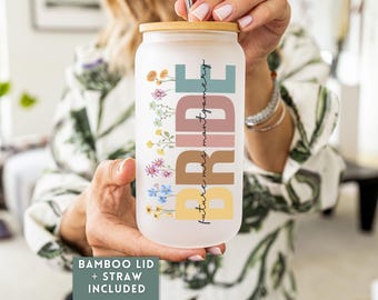 Custom Future Mrs Frosted Glass Tumbler Gift For Bride, Personalized Bride Glass Can, Iced Coffee Cup, Bride Tumbler, Engagement Gift