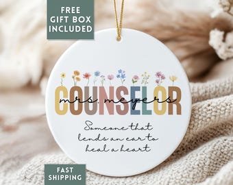 Custom Counselor Christmas Ornament, Counselor Gift, Therapist Ornament, Personalized Ornament for Counselor Appreciation, Thank You Gift