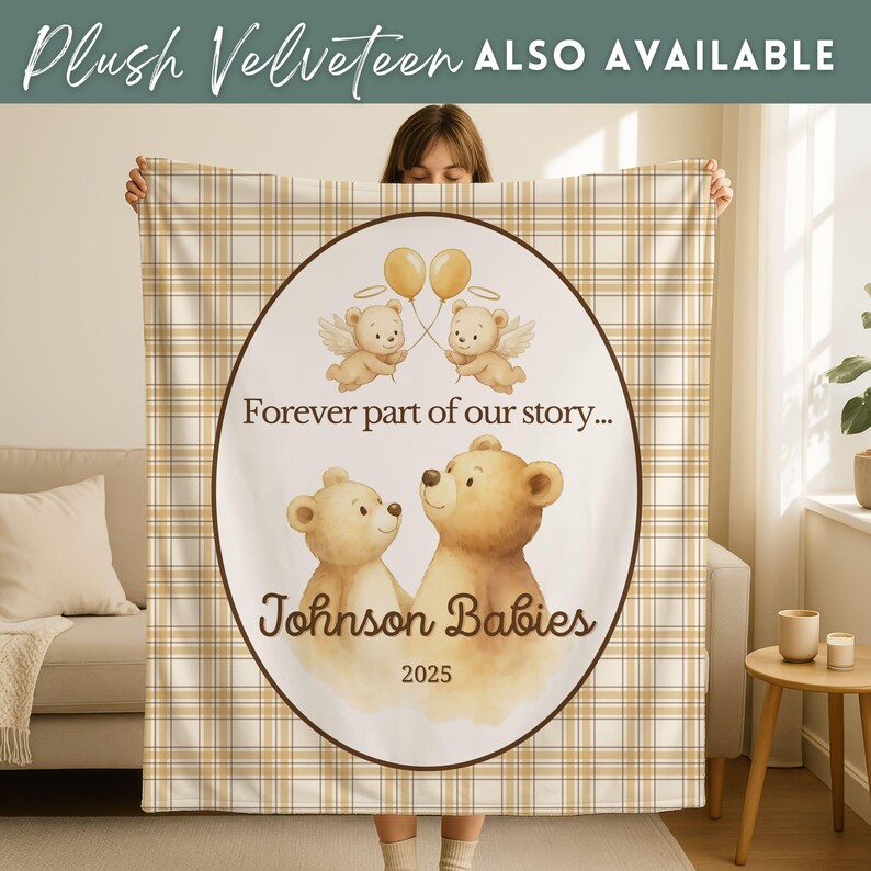 Twin Baby Loss Memorial Blanket, Keepsake Multiple Baby Loss Gift, Angel Baby Supportive Miscarriage Gift, Stillborn Two Baby Pregnancy Loss image 3