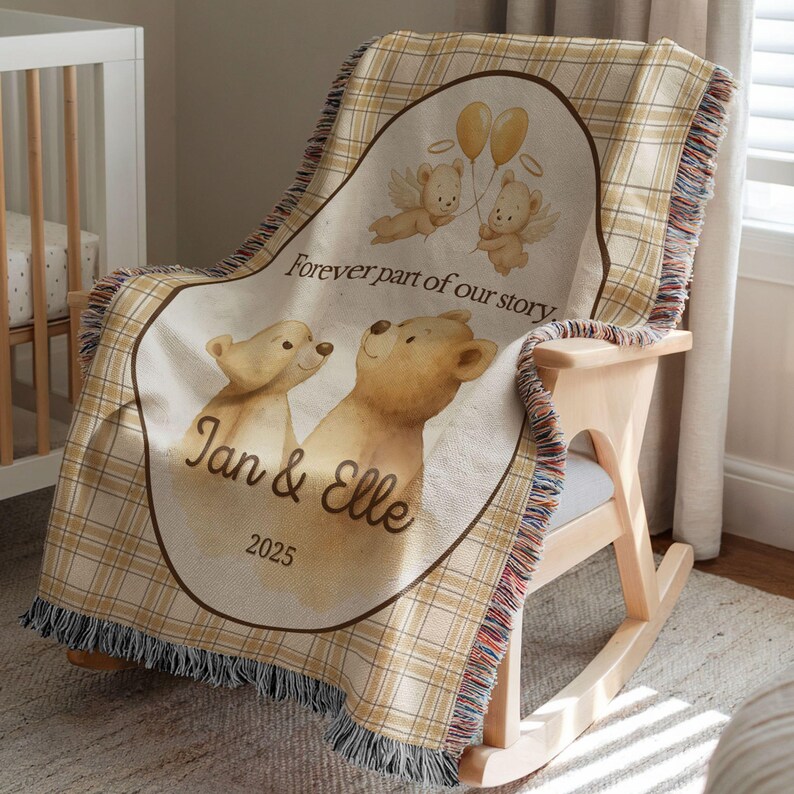 Custom Twin Baby Loss Memorial Woven Blanket, Personalized Keepsake Multiple Baby Loss Gift, Angel Baby Supportive Miscarriage Gift, Stillborn Miscarriage Keepsake Two Baby Pregnancy Loss