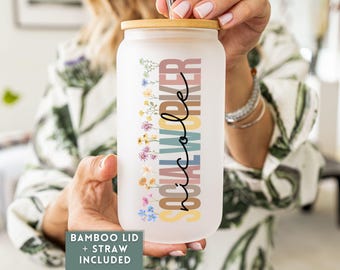Custom Frosted Glass Tumbler Gift For Social Worker, Personalized Social Work Glass Can, Iced Coffee Social Worker Tumbler, Social Work Gift