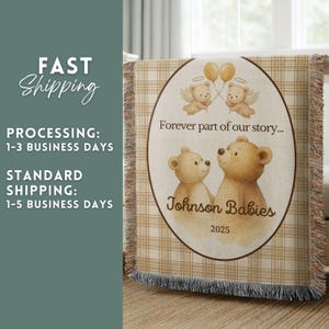 Custom Twin Baby Loss Memorial Woven Blanket, Personalized Keepsake Multiple Baby Loss Gift, Angel Baby Supportive Miscarriage Gift, Stillborn Miscarriage Keepsake Two Baby Pregnancy Loss