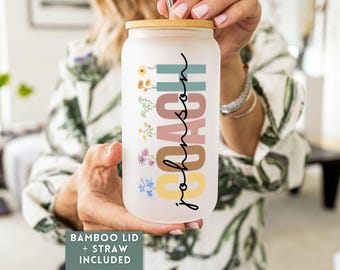 Custom Frosted Glass Tumbler Gift For Coach, Personalized Coach Glass Can, Customized Iced Coffee Cup For Cheer Coach, Sports Coach