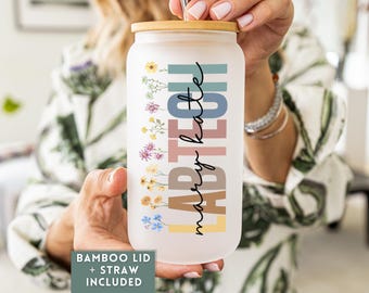 Custom Frosted Glass Tumbler Gift For Lab Tech Appreciation, Personalized Lab Technician Glass Can, Iced Coffee Cup, Laboratory Tech Tumbler