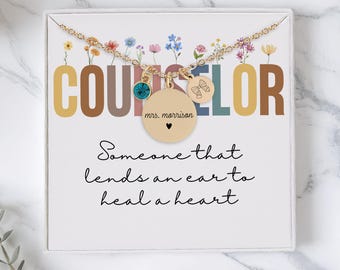 Personalized School Counselor Necklace, Custom Counselor Jewelry, Therapist Christmas Gift, Guidance Counselor Appreciation Thank You Gift