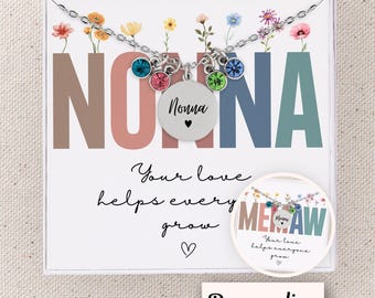 Custom Nonna Necklace With Birthstones, Gift Idea For Grandma, Mimi Jewelry, Gigi Gift, Nonna Gift, Grandmother Gift From Grandkids