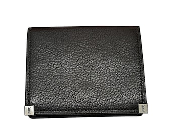 Yves Saint Laurent Myntplånbok i Pebbled Läder Äkta YSL Mörkbrun Designer