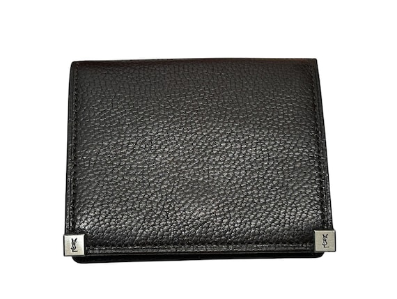 Yves Saint Laurent Coin Wallet Pebbled Leather Authentic YSL Dark Brown Designer
