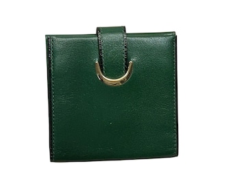 Porte-monnaie vintage en cuir de vachette vert de Prince