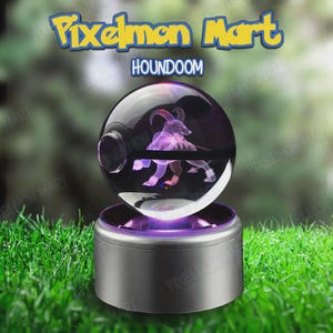 Houndoom | Crystal Pokeball Pokemon Lamp - LED Night Light Display - Birthday Christmas Gift