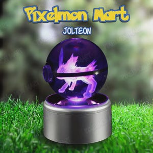 Jolteon | Crystal Pokeball Pokemon Lamp - LED Night Light Display - Birthday Christmas Gift | - -