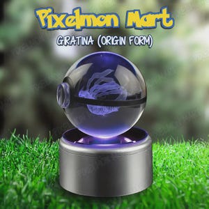 Giratina (Forma Origem) | Luminária Pokémon Pokebola de Cristal - Luz Noturna LED - Presente de Aniversário e Natal | - -