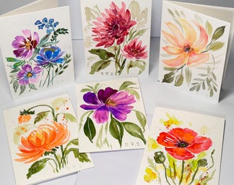 Set of 3_original Hand Painted Watercolor Floral, Blank Greeting, Get ...