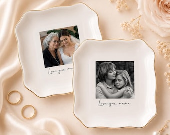 Custom Photo Trinket Tray, Photo Gift for Mom, Personalized Ring Dish, Jewelry Storage Tray, Mother of the Bride Gift, Photo Keepsake