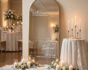 Wedding Mirror Decal, Personalized Welcome Sign, Custom Vinyl Lettering, Reception Decor, Glass Acrylic Sticker