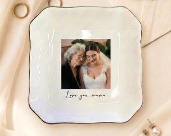 Custom Photo Trinket Tray, Photo Gift for Mom, Personalized Ring Dish, Jewelry Storage Tray, Mother of the Bride Gift, Photo Keepsake