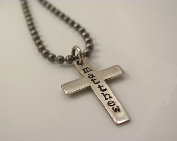 Boys Confirmation Gift Boys First Communion Gift Sterling Silver Hand Stamped Personalized Dog Tag With A Cross Chain Handmade Products Ilsr Org