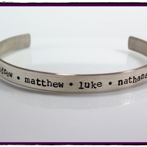 Sterling Silver Hand Stamped Adjustable wide Cuff Bracelet Personalized With Your Words image 1