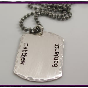 Personalized jewelry for dad- Sterling silver Dog Tag -hand stamped - SMALL DOG TAG- Men&#39;s sterling silver gift