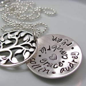 Family TREE of LIFE LOCKET- Sterling Silver Hand Stamped Necklace with Family Tree Charm- personalized grandmother gift-custom family tree