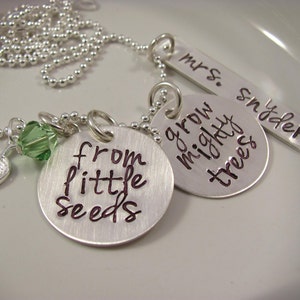 Teacher gift-Personalized Teacher necklace - Custom Hand-Stamped Sterling Silver