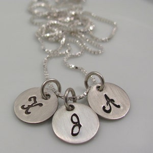 Hand Stamped Tiny Initial necklace- Sterling Silver- Teeny Tiny Initials
