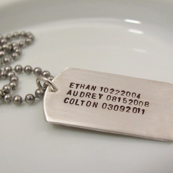 Personalized Dog Tag for Dad- SMALL DOG TAG- Men's sterling silver gift