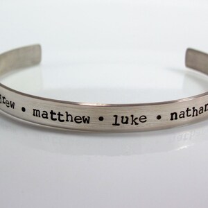 Sterling Silver Hand Stamped Adjustable wide Cuff Bracelet Personalized With Your Words image 2