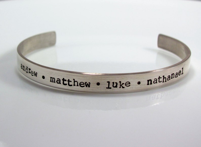 Sterling Silver Hand Stamped Adjustable wide Cuff Bracelet Personalized With Your Words image 2