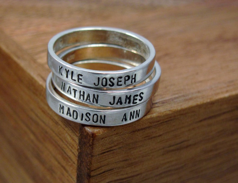 Sterling Silver Stacking Name Ring Personalized Ring SET OF 5 - Etsy