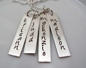 Hand Stamped Jewelry- Sterling Silver Personalized Rectangle tags