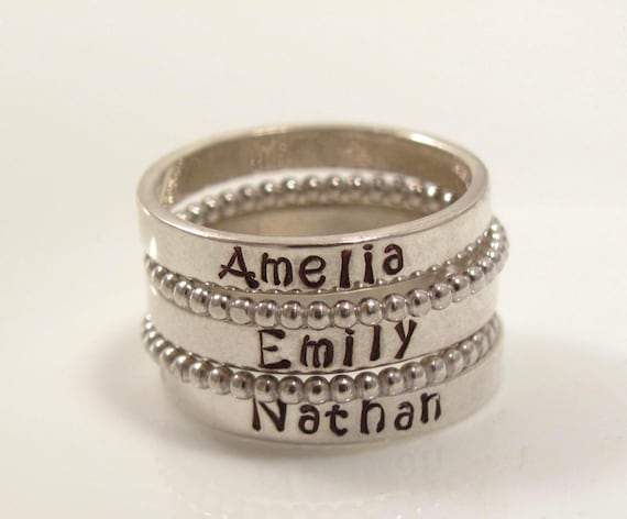Sterling Silver Hand Hammered Stack Rings -Sizes 5-10 Sterling Silver Hand Hammered Stack Rings -Sizes 5-10