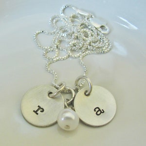 Sterling Silver Hand Stamped Inital Necklace Tiny Initial - Etsy