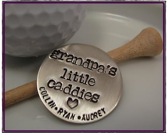 GOLF BALL MARKER or Pocket Token - Personalized Sterling Silver Hand Stamped Golf Ball Marker or Pocket Token