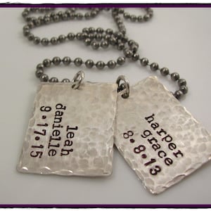 Dog Tags - Personalized Sterling Silver Dog Tags - Hand Stamped-Personal Gift for dad- Unisex-Sterling Silver