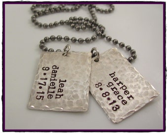 Personalized gift for Dads- Sterling silver Dog tags- Hand Stamped- New dad gift