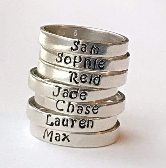Sterling Silver Hand Hammered Stack Rings -Sizes 5-10 Sterling Silver Hand Hammered Stack Rings -Sizes 5-10