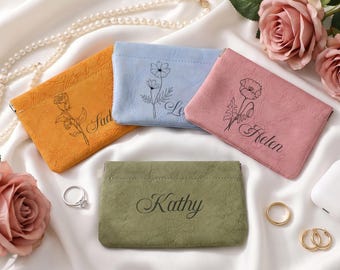 Birthday Gift,Personalized Makeup Pouch, Jewelry Pouch, Bridesmaids Gift, Wedding Gifts, Travel Jewelry Case, Women's Pouch