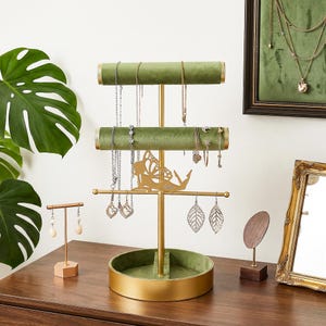 Soporte para joyas con diseño de hada de las flores para el Día de la Madre, expositor de joyas estilo boho, estante multifuncional para collares, pulseras y accesorios, soporte para anillos de terciopelo.